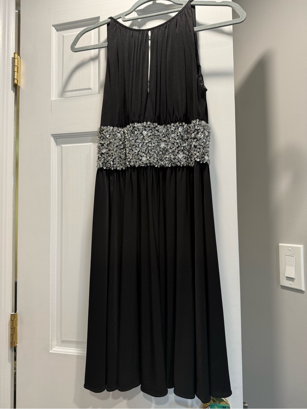 JS Boutique Black Prom Dress with Silver Sequin Waistband